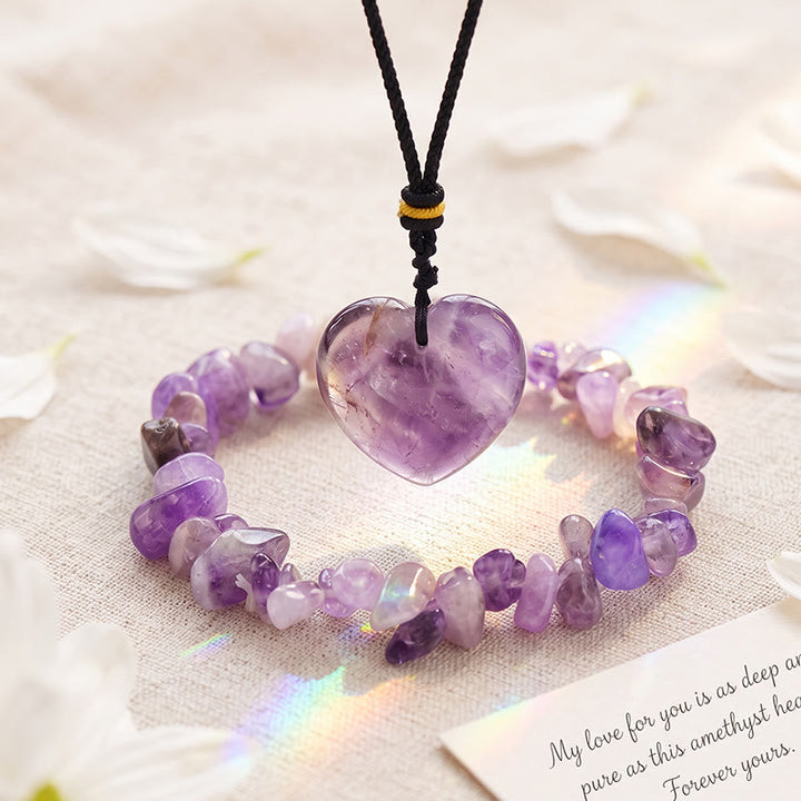 Bracelet Olivenorma avec pendentif cœur en cristal, symbole d'amour - Améthyste - image 21