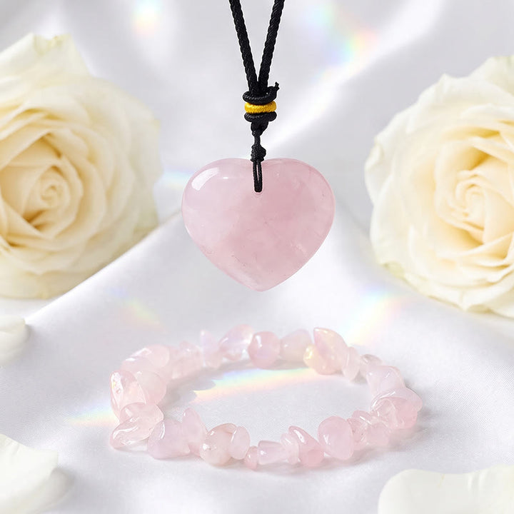 Bracelet Olivenorma avec pendentif cœur en cristal, symbole d'amour - Quartz rose - image 13