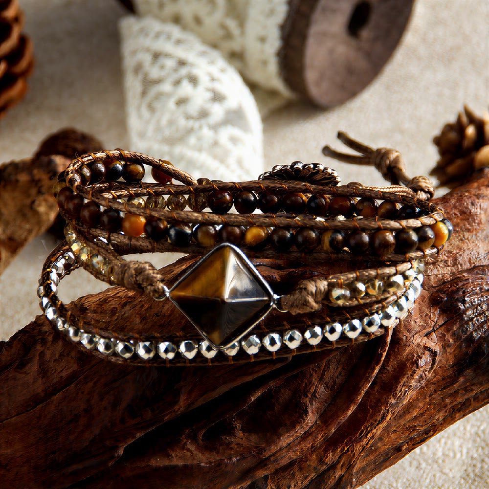 Bracelet magnétique Olivenorma en œil de tigre naturel, tissé à la main, symbole d'énergie - image 1