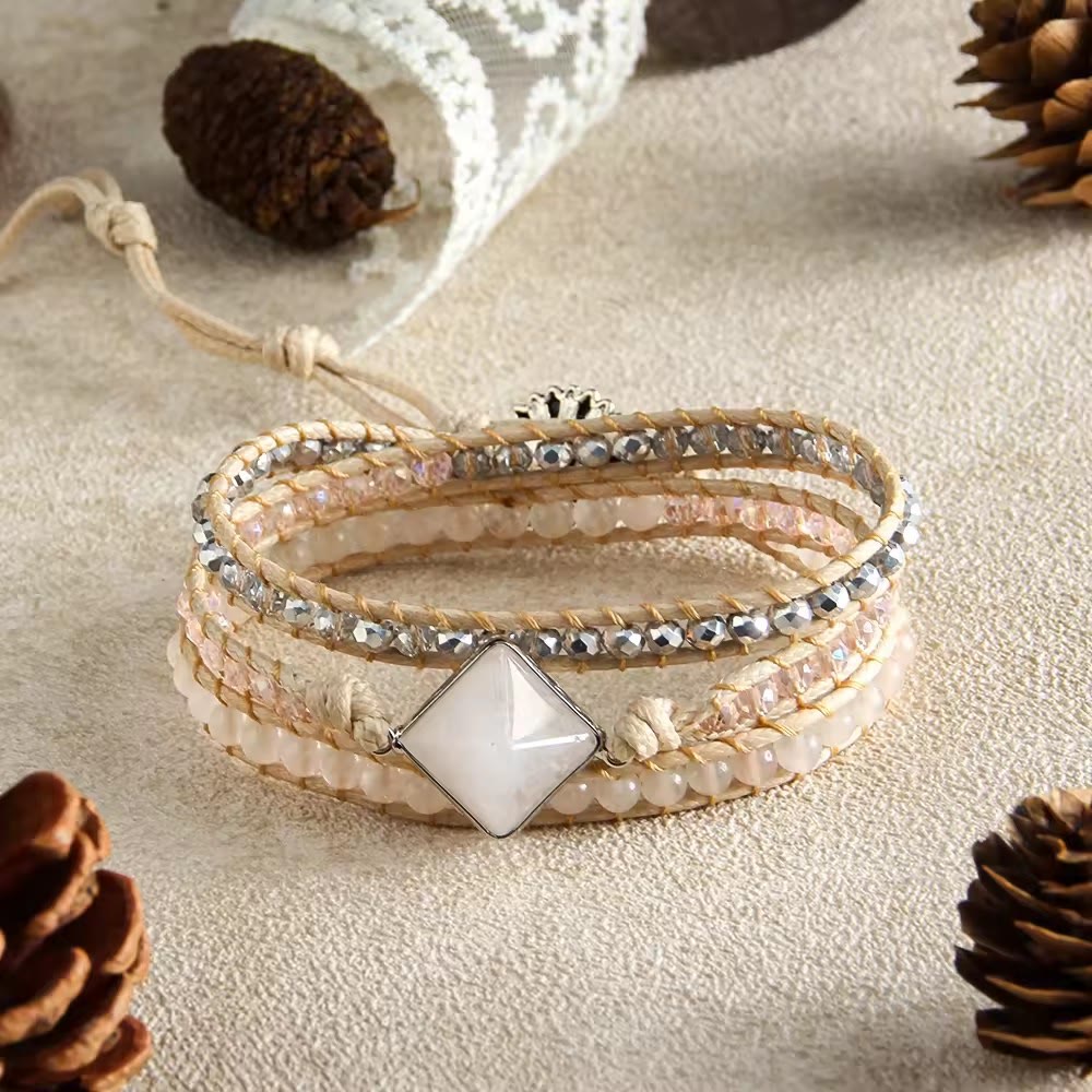 Bracelet magnétique Olivenorma en œil de tigre naturel, tissé à la main, symbole d'énergie - Rose - image 4