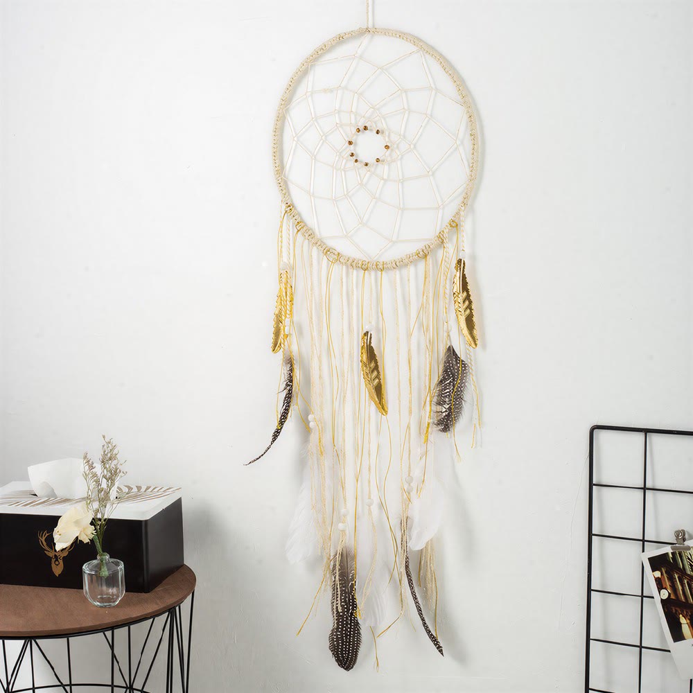 Olivenorma Plumes Cordons de Coton Attrape-rêves Symbole de la Paix Tissé à la Main - image 1