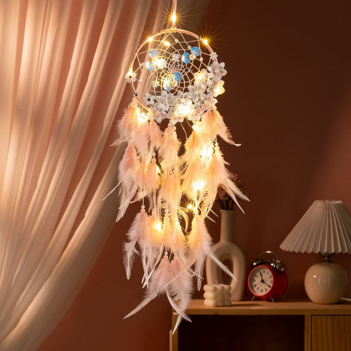 Olivenorma Anneau de fer Plume Plastique Perle Bons rêves Attrape-rêves - Orange - Sans lumière - image 1
