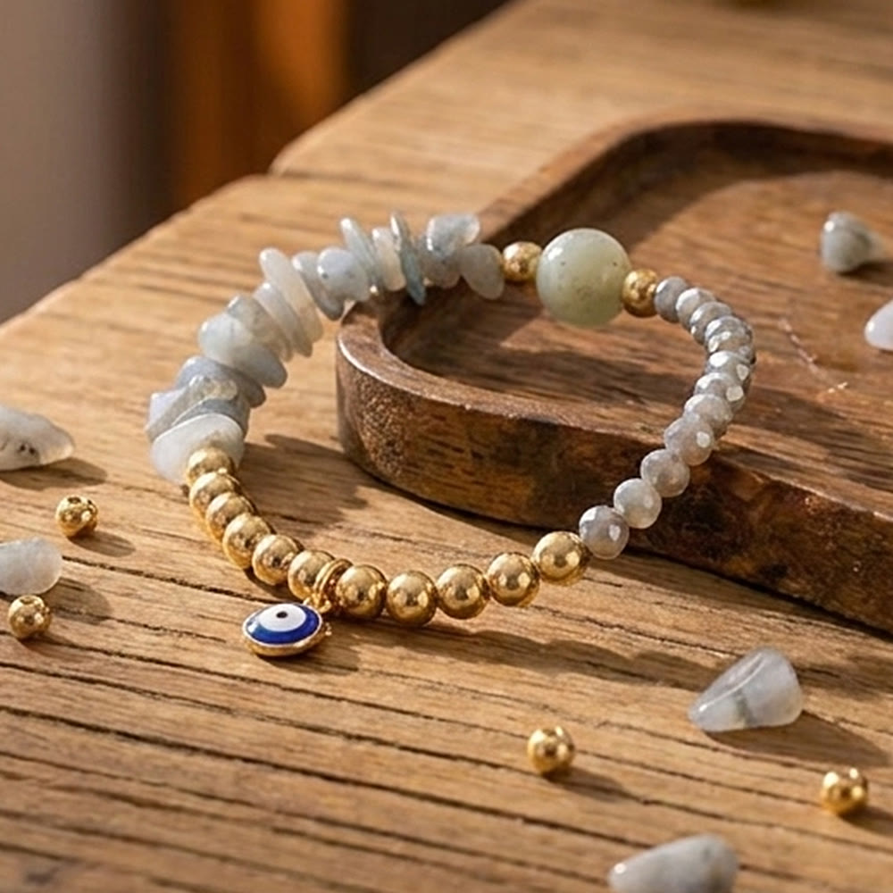 Bracelet à breloque Olivenorma en cristal avec symbole œil protecteur - Labradorite - image 9