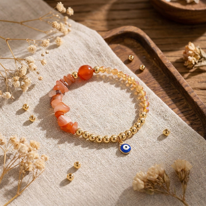 Bracelet à breloque Olivenorma en cristal avec symbole œil protecteur - Agate rouge - image 13