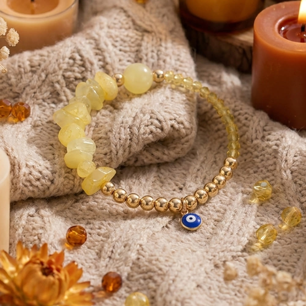 Bracelet à breloque Olivenorma en cristal avec symbole œil protecteur - Citrine - image 21