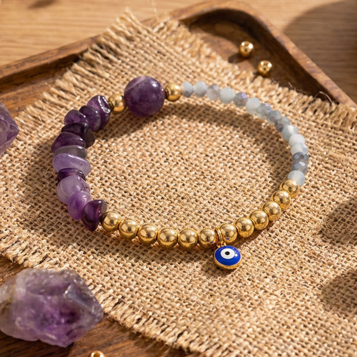Bracelet à breloque Olivenorma en cristal avec symbole œil protecteur - Améthyste - image 17