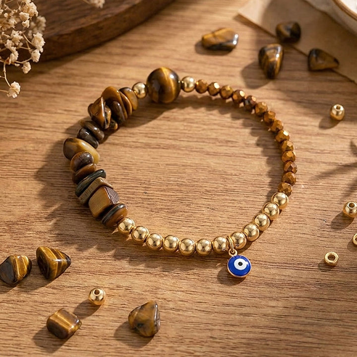 Bracelet à breloque Olivenorma en cristal avec symbole œil protecteur - Œil de tigre - image 45