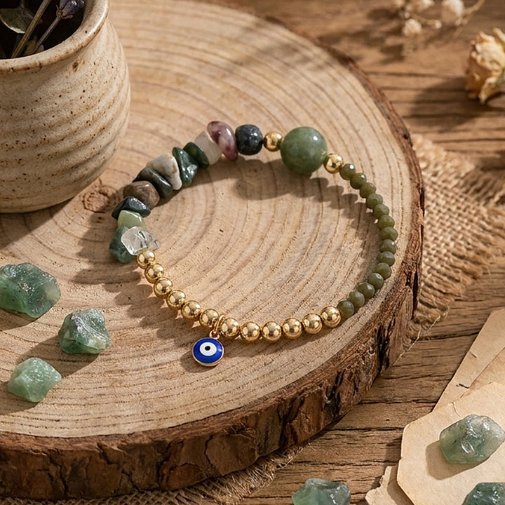 Bracelet à breloque Olivenorma en cristal avec symbole œil protecteur - Agate indienne - image 37