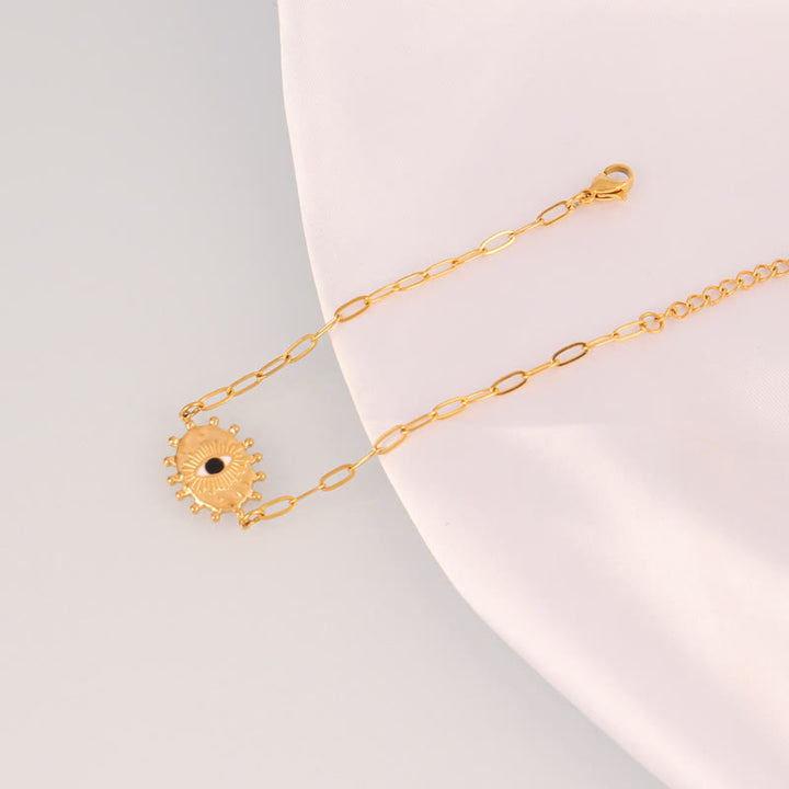 Bracelet Olivenorma en acier inoxydable avec pendentif œil protecteur et breloque œil maléfique - Pendentif soleil à point noir - image 11