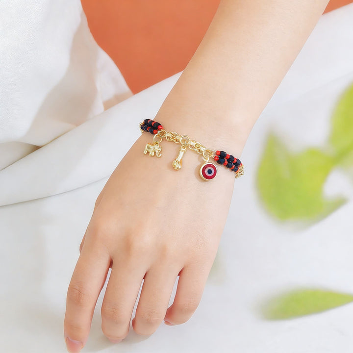 Bracelet Olivenorma en cuivre à perles mixtes et breloques multiples, orné d'un symbole de bénédiction - image 6