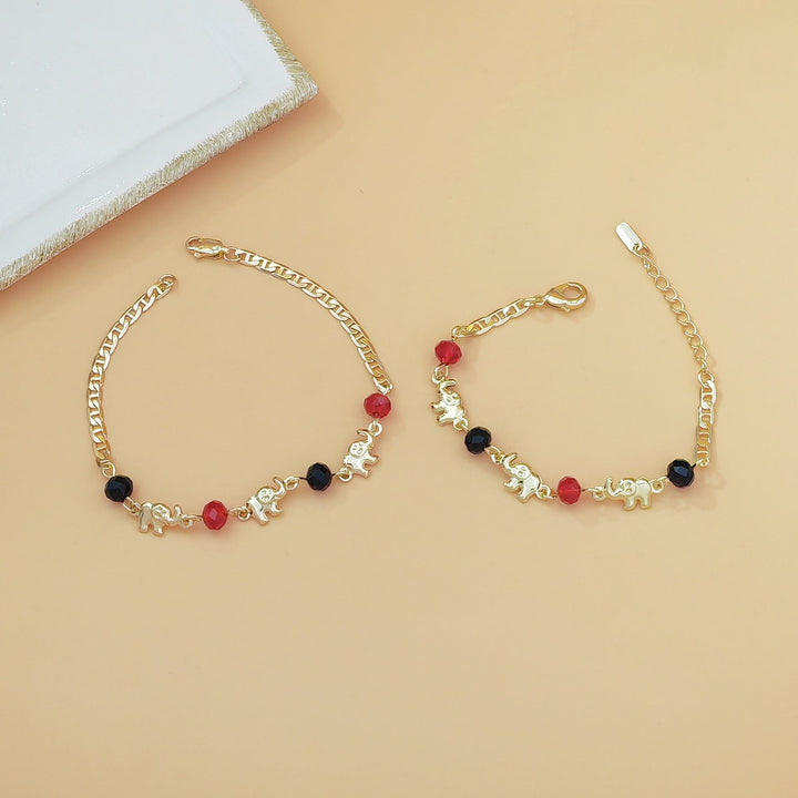 Bracelet Olivenorma en cuivre avec pendentif multi-éléphants et symbole de bénédiction - image 3