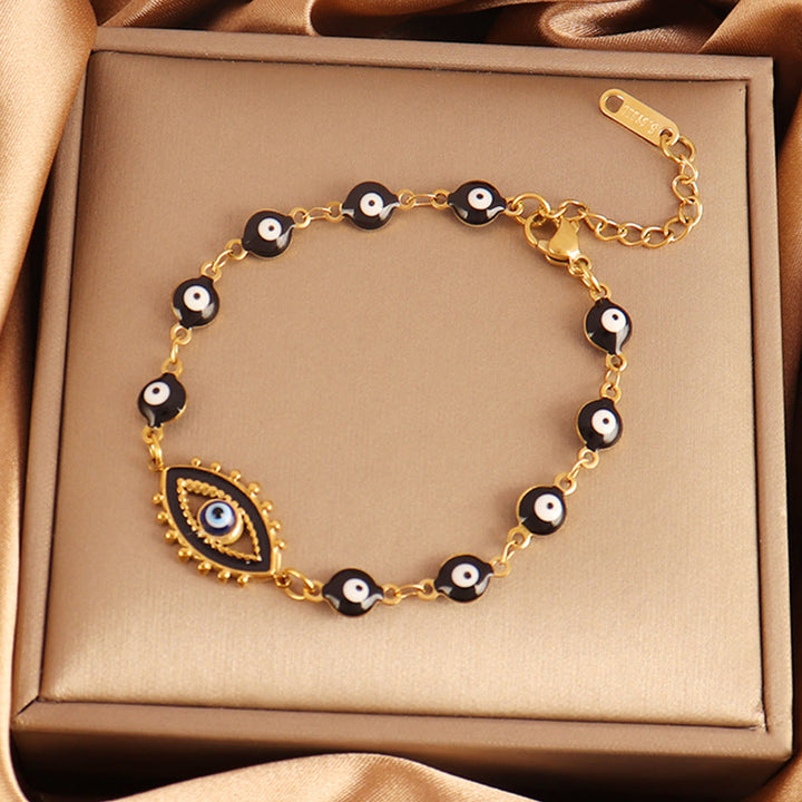Bracelet Olivenorma en acier inoxydable à plusieurs perles, motif œil protecteur, symbole de chance - Perle noire œil maléfique - image 12