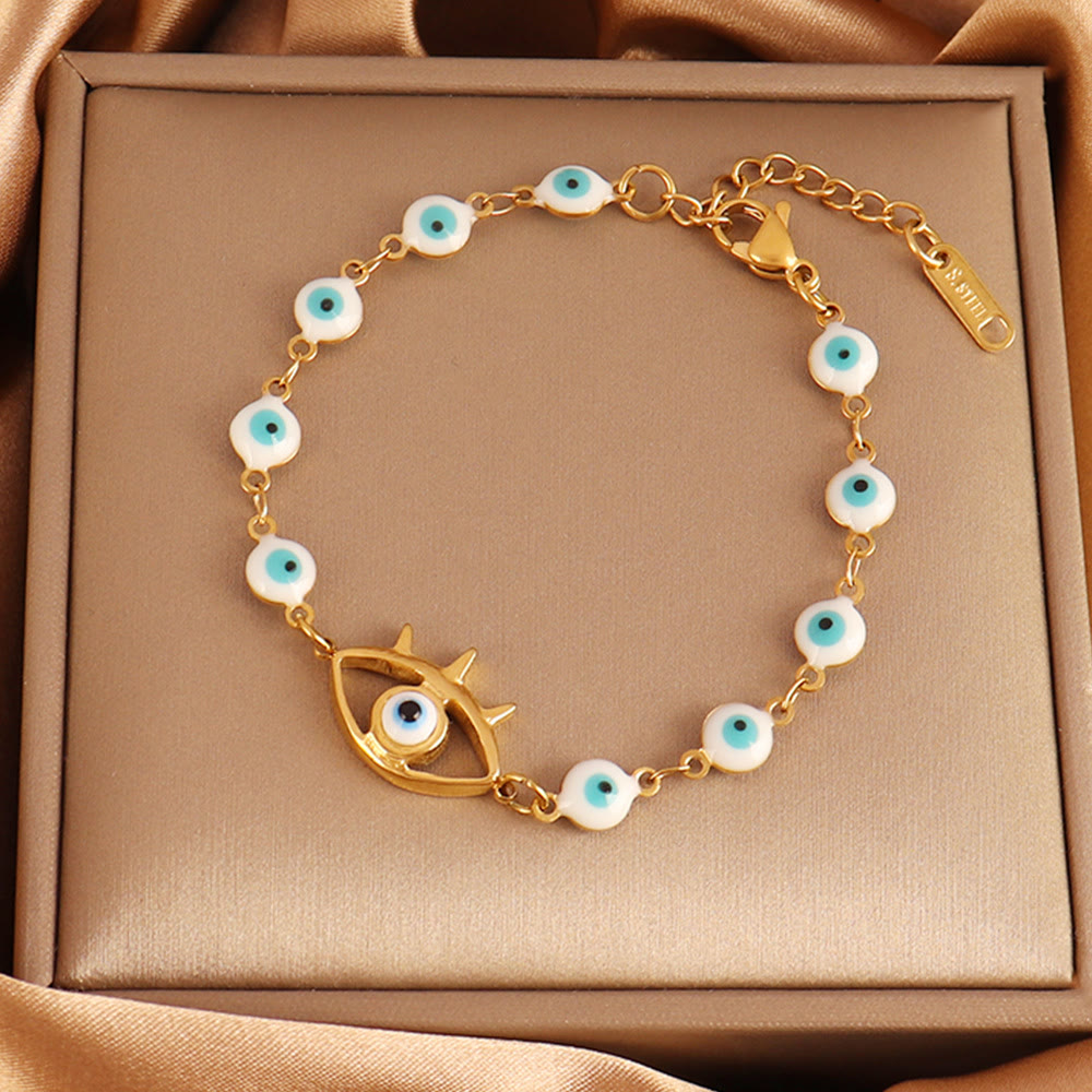 Bracelet Olivenorma en acier inoxydable à plusieurs perles, motif œil protecteur, symbole de chance - Pendentif soleil œil maléfique - image 5