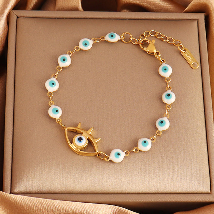 Bracelet Olivenorma en acier inoxydable à plusieurs perles, motif œil protecteur, symbole de chance - Pendentif soleil œil maléfique - image 5