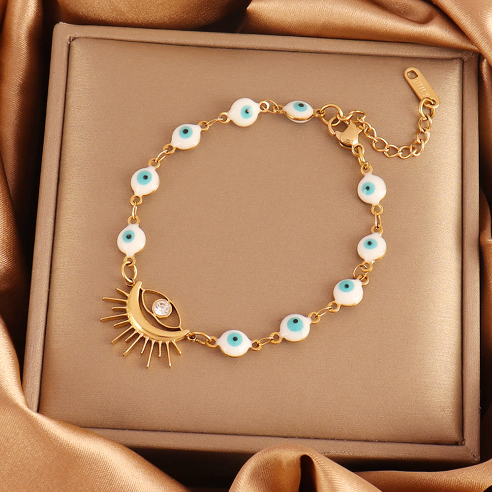 Bracelet Olivenorma en acier inoxydable à plusieurs perles, motif œil protecteur, symbole de chance - Ray-Ornement Œil maléfique - image 6