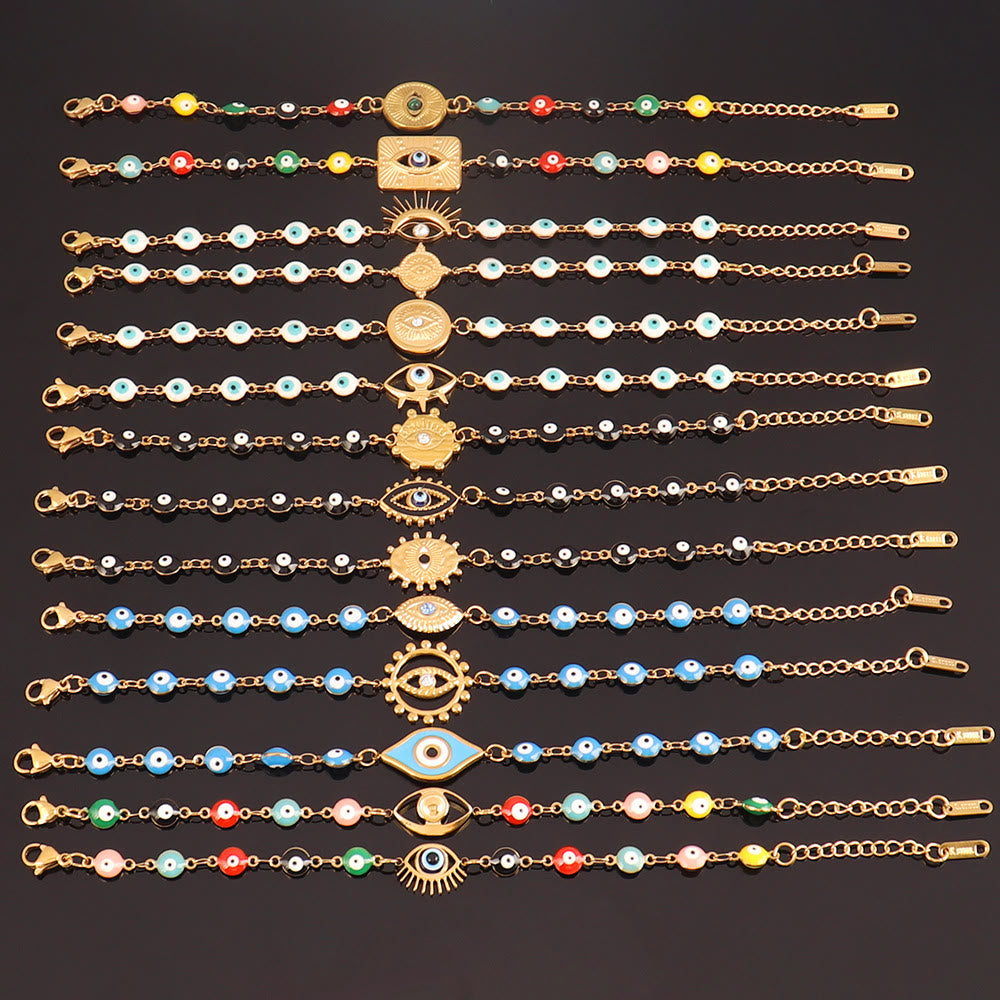 Bracelet Olivenorma en acier inoxydable à plusieurs perles, motif œil protecteur, symbole de chance - image 2