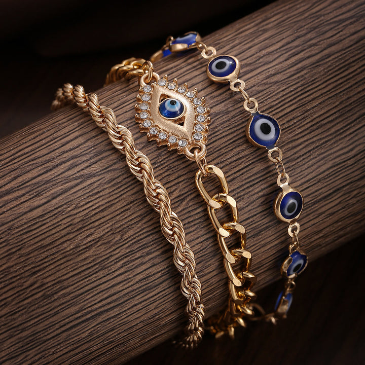 Bracelet Olivenorma en alliage et strass avec breloque œil protecteur et symbole de bénédiction - image 1