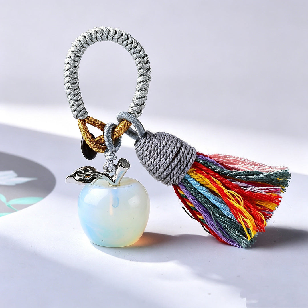 Porte-clés Olivenorma en cristal, motif pomme et pompon, symbole de bénédiction - Opale synthétique - image 33