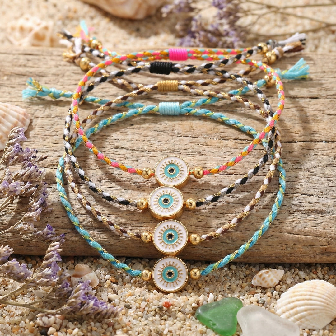 Bracelet porte-bonheur Olivenorma en fil de coton tressé avec breloque œil protecteur et porte-bonheur - image 1