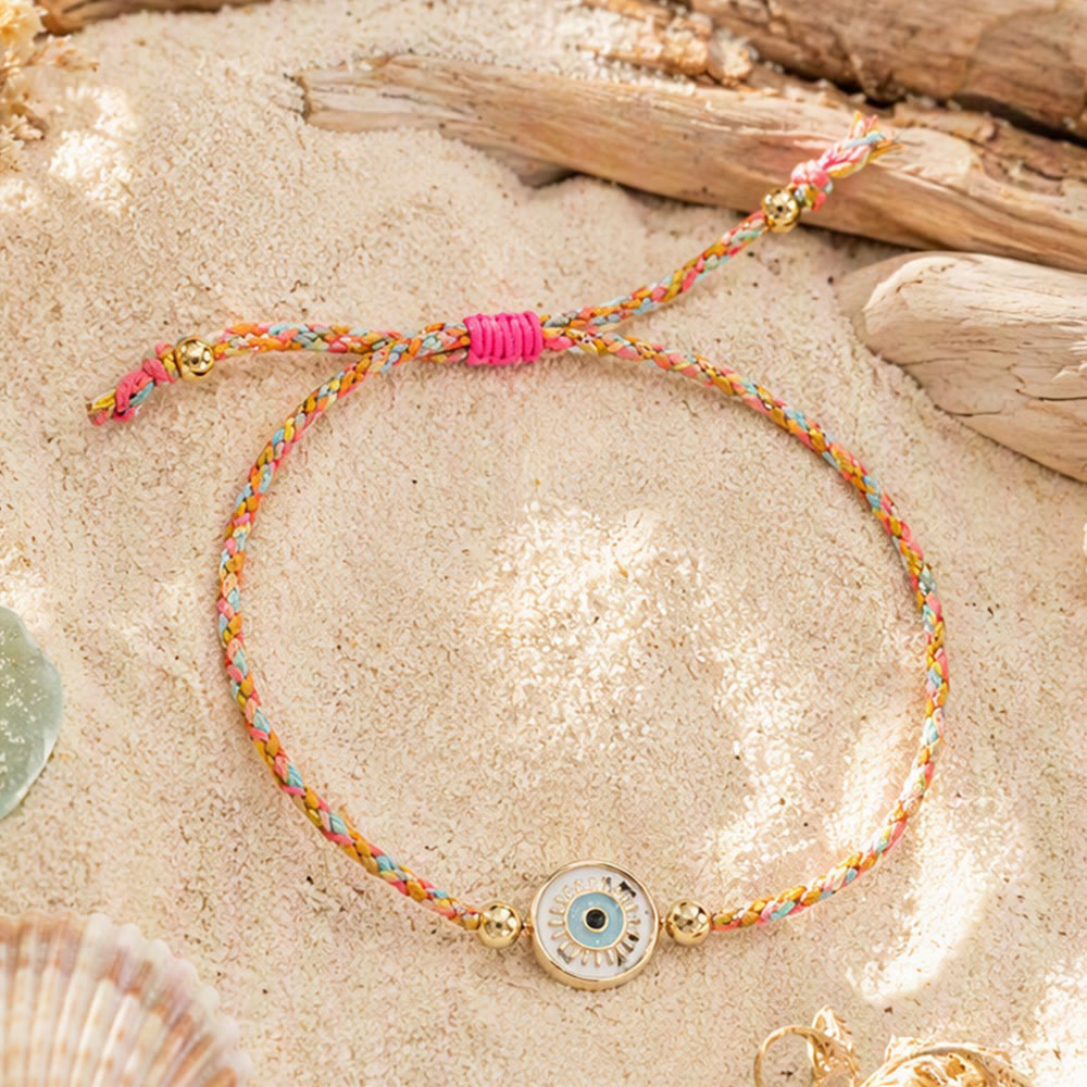 Bracelet porte-bonheur Olivenorma en fil de coton tressé avec breloque œil protecteur et porte-bonheur - Multicolore - image 9