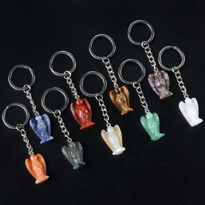 Porte-clés porte-bonheur Olivenorma en cristal naturel sculpté en forme d'ange, ornement de protection et de bénédiction - image 1
