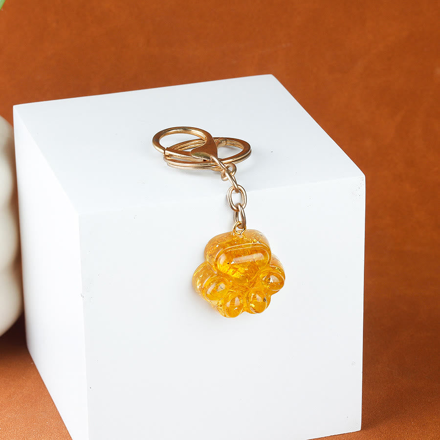 Porte-clés porte-bonheur Olivenorma en résine cristal naturelle et forme de patte de chat, chaîne dorée - Citrine - image 5