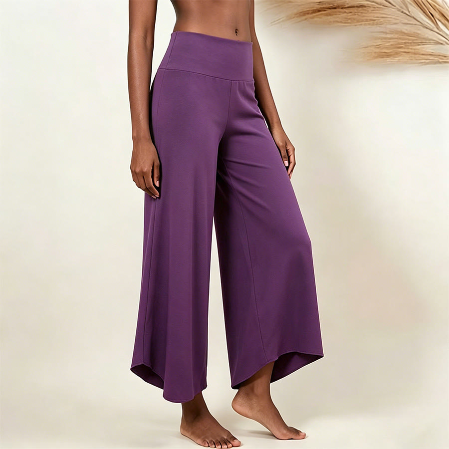 Pantalon de yoga court taille haute Olivenorma, couleur unie et extensible, idéal pour le sport et la détente. Coupe évasée. - image 1