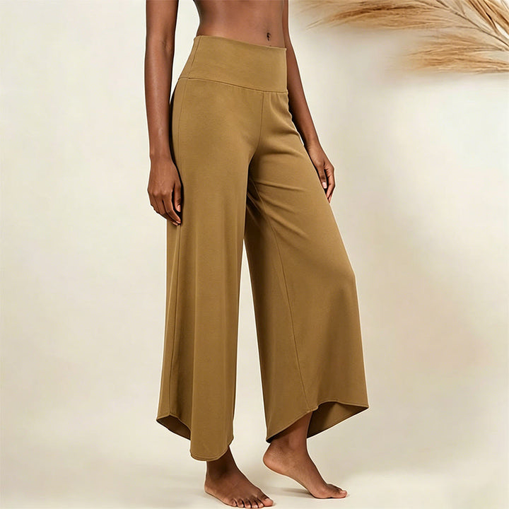 Pantalon de yoga court taille haute Olivenorma, couleur unie et extensible, idéal pour le sport et la détente. Coupe évasée. - L'or du crépuscule - L - image 11