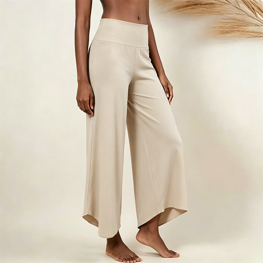 Pantalon de yoga court taille haute Olivenorma, couleur unie et extensible, idéal pour le sport et la détente. Coupe évasée. - Abricot - L - image 3