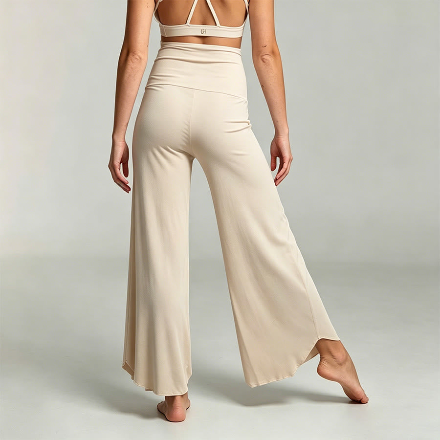 Pantalon de yoga court taille haute Olivenorma, couleur unie et extensible, idéal pour le sport et la détente. Coupe évasée. - image 4