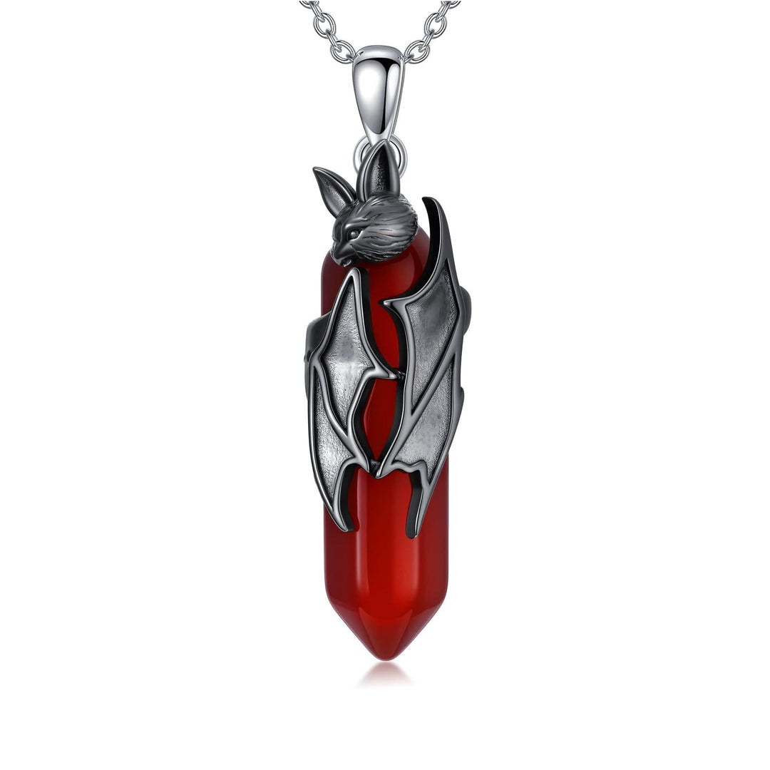 Collier pendentif hexagonal Olivenorma en quartz rouge, chauve-souris vampire gothique, bijou de cosplay d'Halloween - image 5