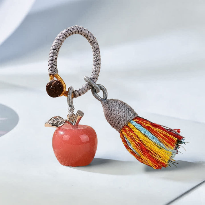 Porte-clés Olivenorma en cristal, motif pomme et pompon, symbole de bénédiction - Pierre rouge pastèque synthétique - image 32