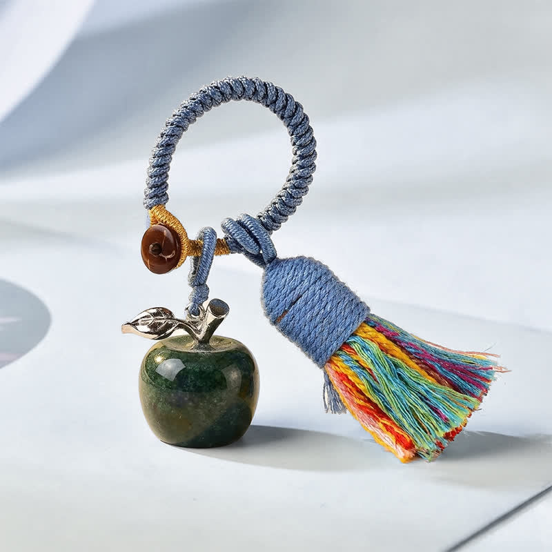 Porte-clés Olivenorma en cristal, motif pomme et pompon, symbole de bénédiction - Agate d'Inde - image 23