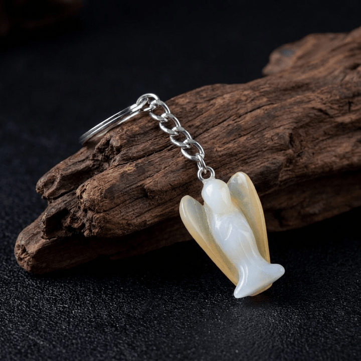 Porte-clés porte-bonheur Olivenorma en cristal naturel sculpté en forme d'ange, ornement de protection et de bénédiction - Agate naturelle - image 18