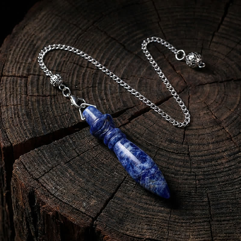 Pendule Olivenorma en cristal sculpté, motif pointe de lance, symbole spirituel - Sodalite - image 2