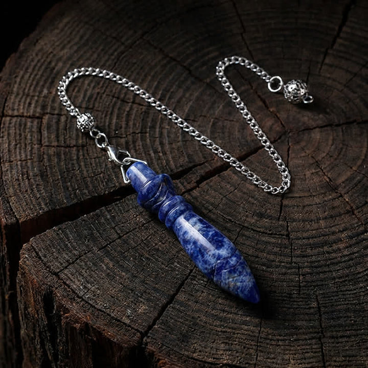 Pendule Olivenorma en cristal sculpté, motif pointe de lance, symbole spirituel - Sodalite - image 2