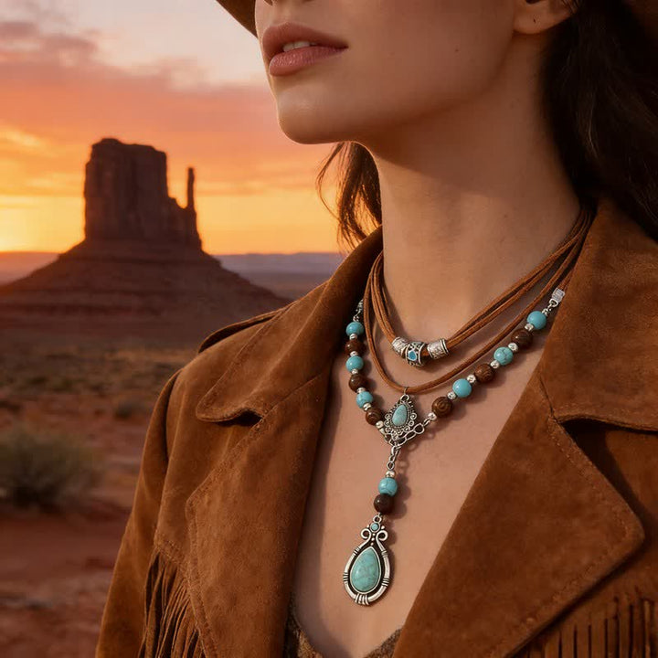 Collier Olivenorma Turquoise à plusieurs rangs : un symbole de protection spirituelle - image 1