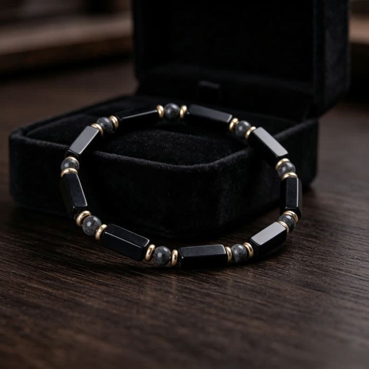 Bracelet Olivenorma en pierres naturelles avec perles et symbole de protection - image 3
