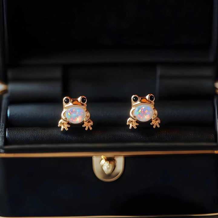 Boucles d'oreilles Olivenorma Tiny Frog Pingouin Cygne Opale Blanche de Feu, cadeau pour les amoureux des animaux - image 6