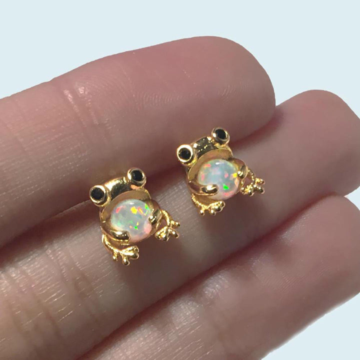 Boucles d'oreilles Olivenorma Tiny Frog Pingouin Cygne Opale Blanche de Feu, cadeau pour les amoureux des animaux - image 3