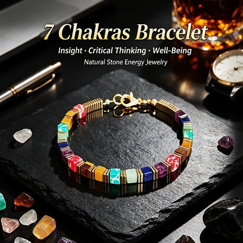 Bracelet Olivenorma en pierres naturelles avec perles et symbole de protection - 7 chakras - image 27