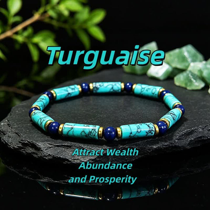 Bracelet Olivenorma en pierres naturelles avec perles et symbole de protection - Turquoise - image 19