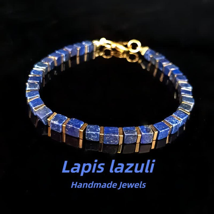 Bracelet Olivenorma en pierres naturelles avec perles et symbole de protection - Lapis lazuli - image 6