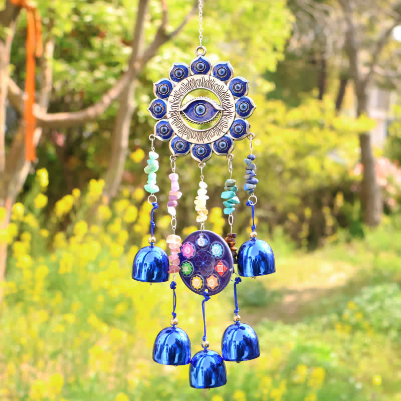 Carillon éolien Olivenorma en cristal, motif œil protecteur, symbole de chakra, - Éclats de cristal Œil maléfique - image 0