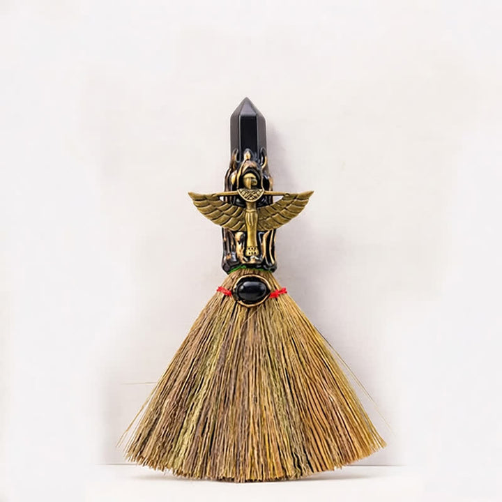 Balai miniature Olivenorma multicolore en pierres précieuses, design artisanal, symbole de bénédiction - Obsidienne - image 9