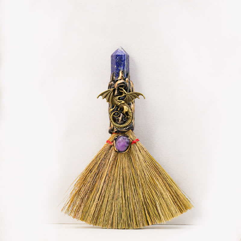 Balai miniature Olivenorma multicolore en pierres précieuses, design artisanal, symbole de bénédiction - Lapis lazuli - image 19