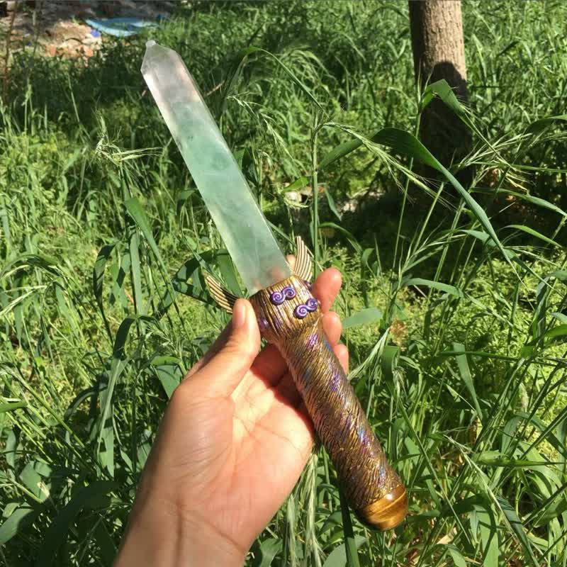 Baguette de cristal Olivenorma en fluorite, motif pentagramme, symbole de guérison spirituelle - image 2