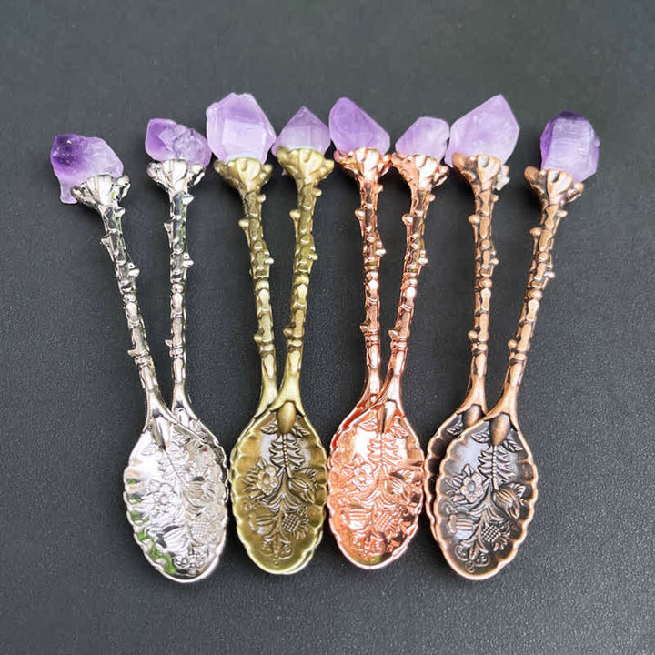 Cuillère en cristal d'améthyste Olivenorma, ornement artisanal symbolisant la clarté - image 1
