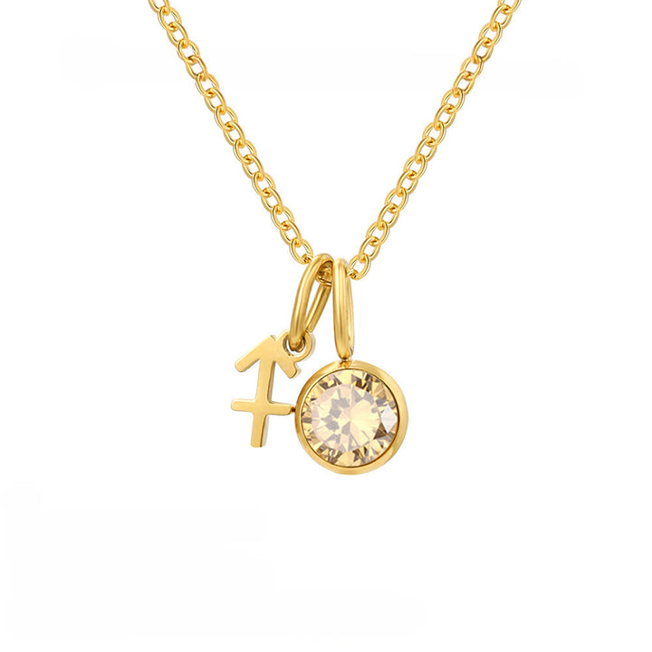 Collier en acier inoxydable avec pierre de naissance et runes du zodiaque Olivenorma - Sagittaire - image 12