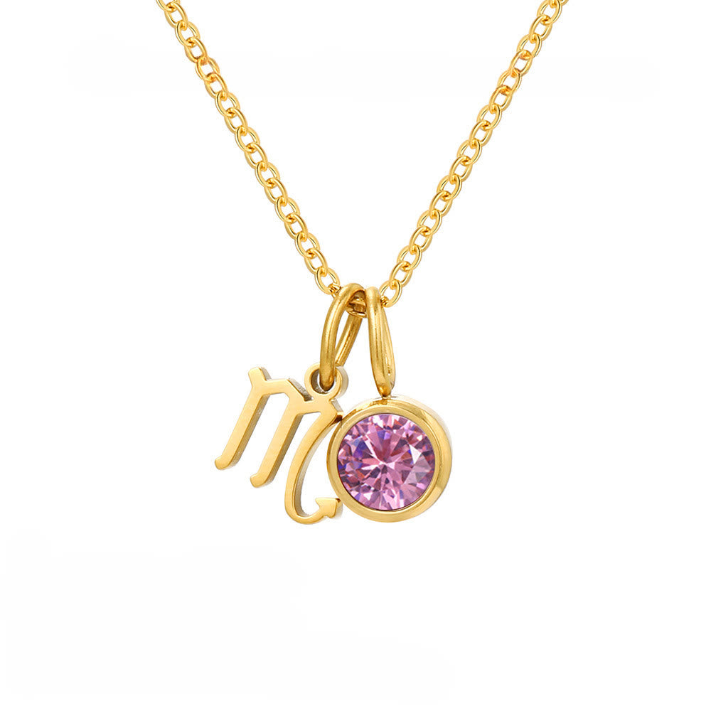 Collier en acier inoxydable avec pierre de naissance et runes du zodiaque Olivenorma - Scorpion - image 11